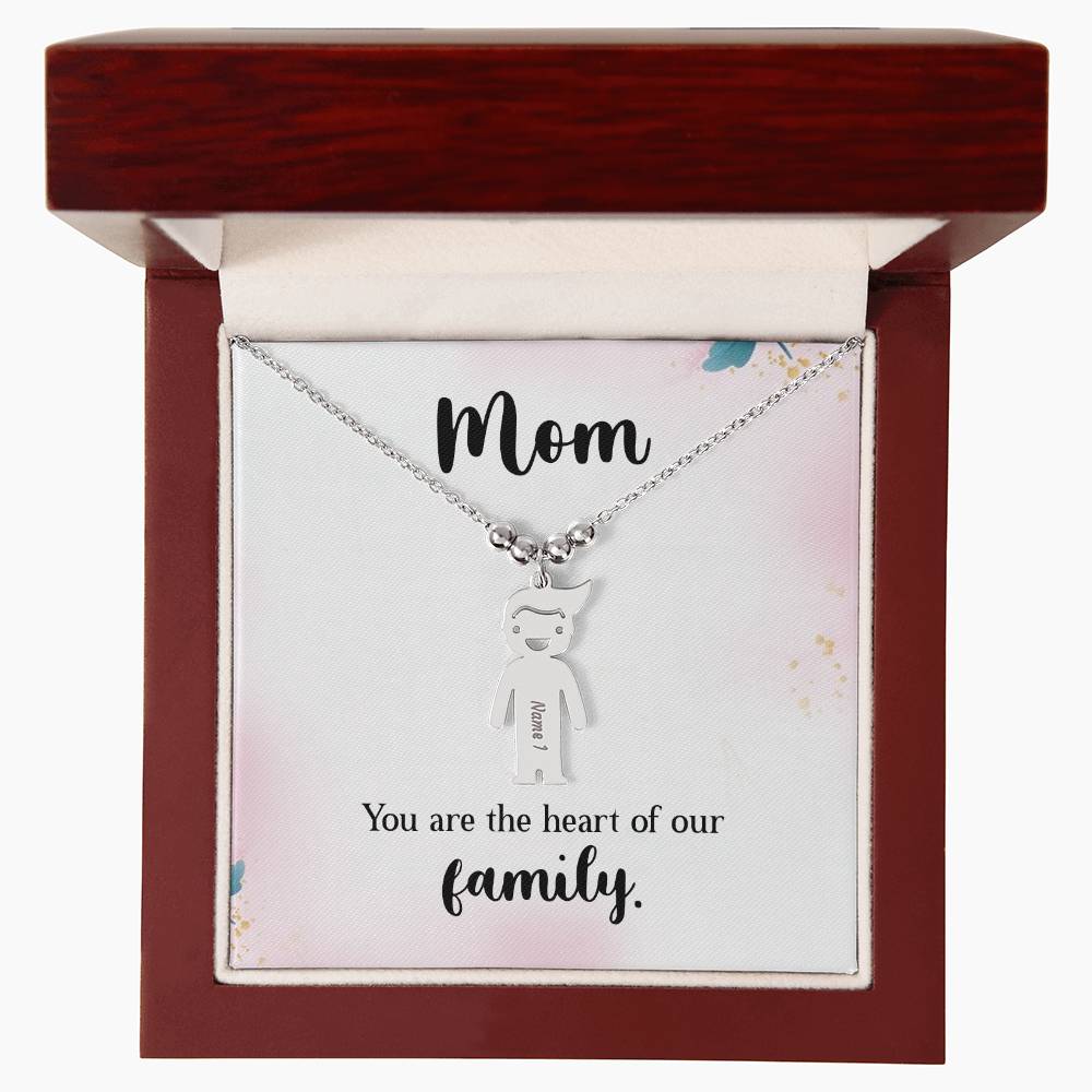 Mom | You are the heart of our family - Kid Charm Necklace