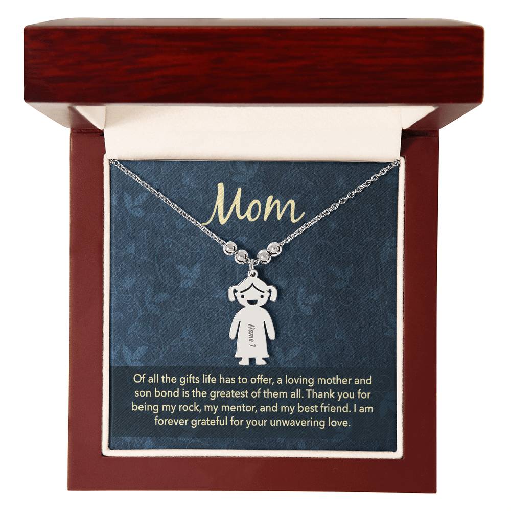 Mom |   Thank you for being my rock, my mentor and my best friend - Kid Charm Necklace