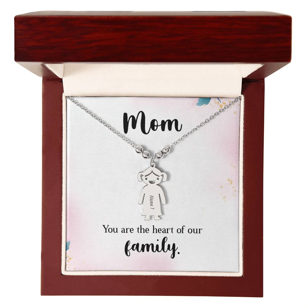 Mom | You are the heart of our family - Kid Charm Necklace