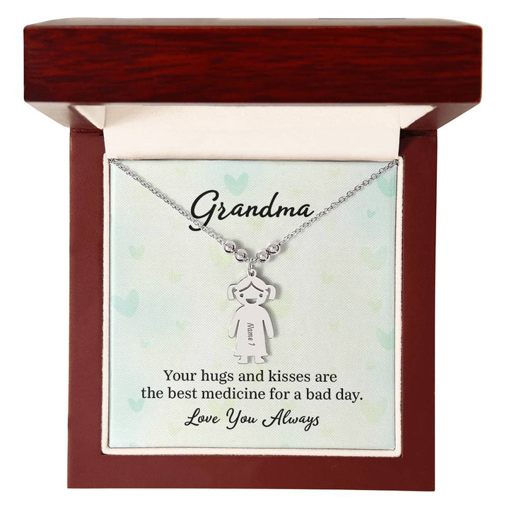 Grandma | Your hugs and kisses are the best medicine for a bad day - Kid Charm Necklace