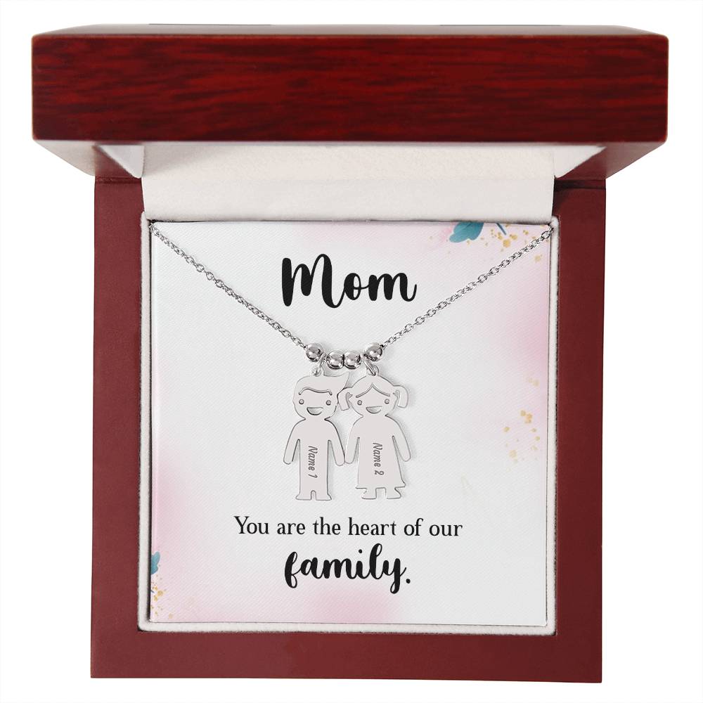 Mom | You are the heart of our family - Kid Charm Necklace