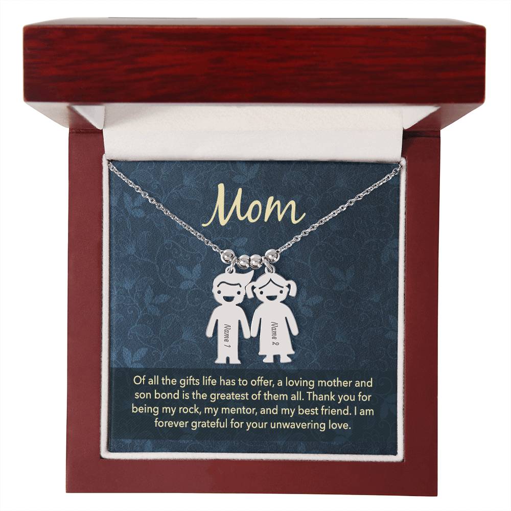 Mom |   Thank you for being my rock, my mentor and my best friend - Kid Charm Necklace