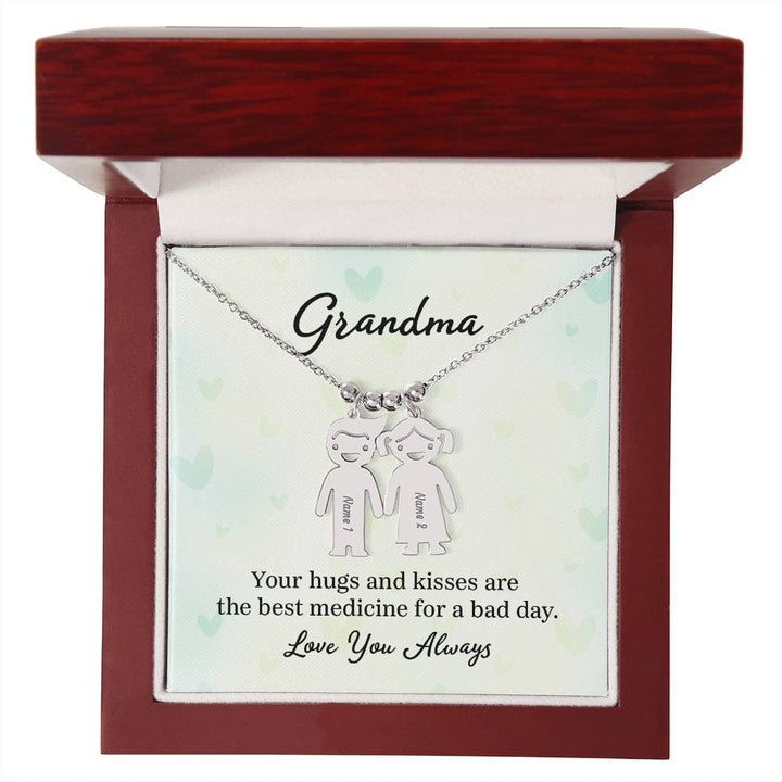 Grandma | Your hugs and kisses are the best medicine for a bad day - Kid Charm Necklace