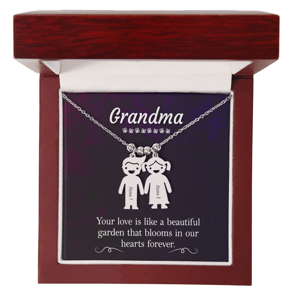 Grandma | Your Love is like a beautiful garden that blooms in our hearts forever - Kid Charm Necklace