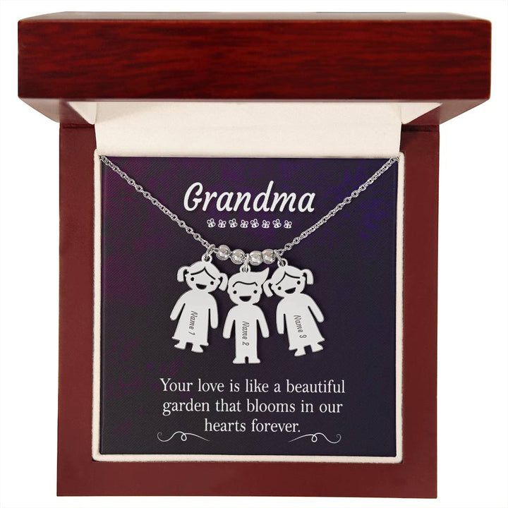 Grandma | Your Love is like a beautiful garden that blooms in our hearts forever - Kid Charm Necklace