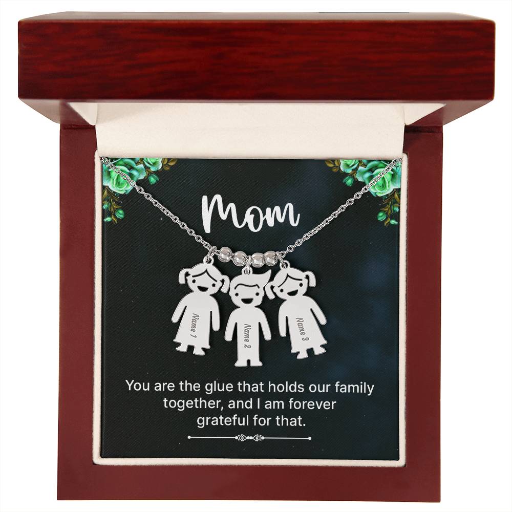 Mom | You are the glue that holds our family together, and I am forever grateful for that - Kid Charm Necklace