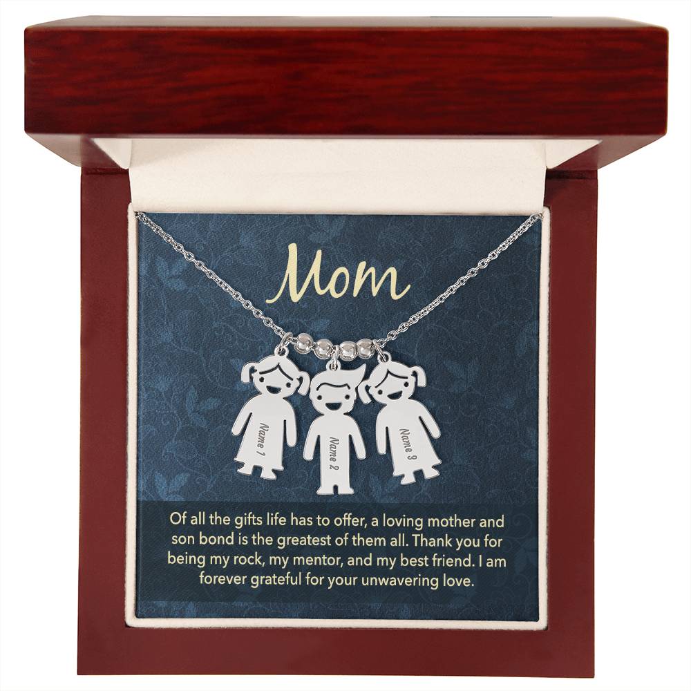 Mom |   Thank you for being my rock, my mentor and my best friend - Kid Charm Necklace