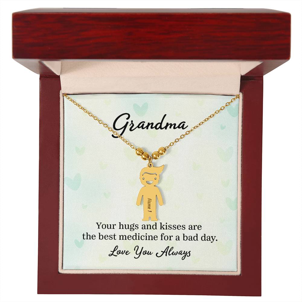 Grandma | Your hugs and kisses are the best medicine for a bad day - Kid Charm Necklace