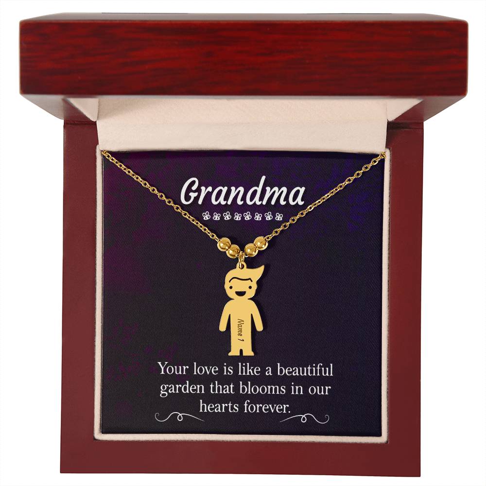 Grandma | Your Love is like a beautiful garden that blooms in our hearts forever - Kid Charm Necklace