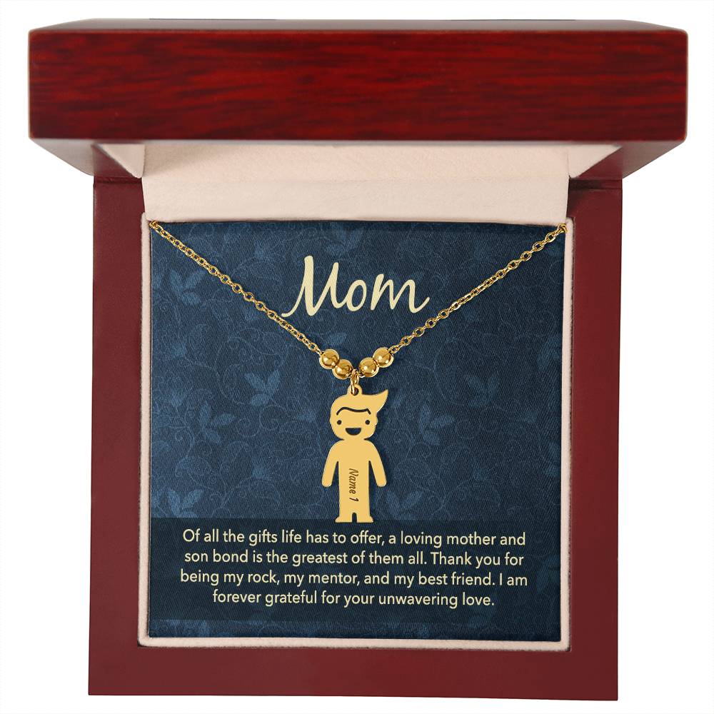 Mom |   Thank you for being my rock, my mentor and my best friend - Kid Charm Necklace