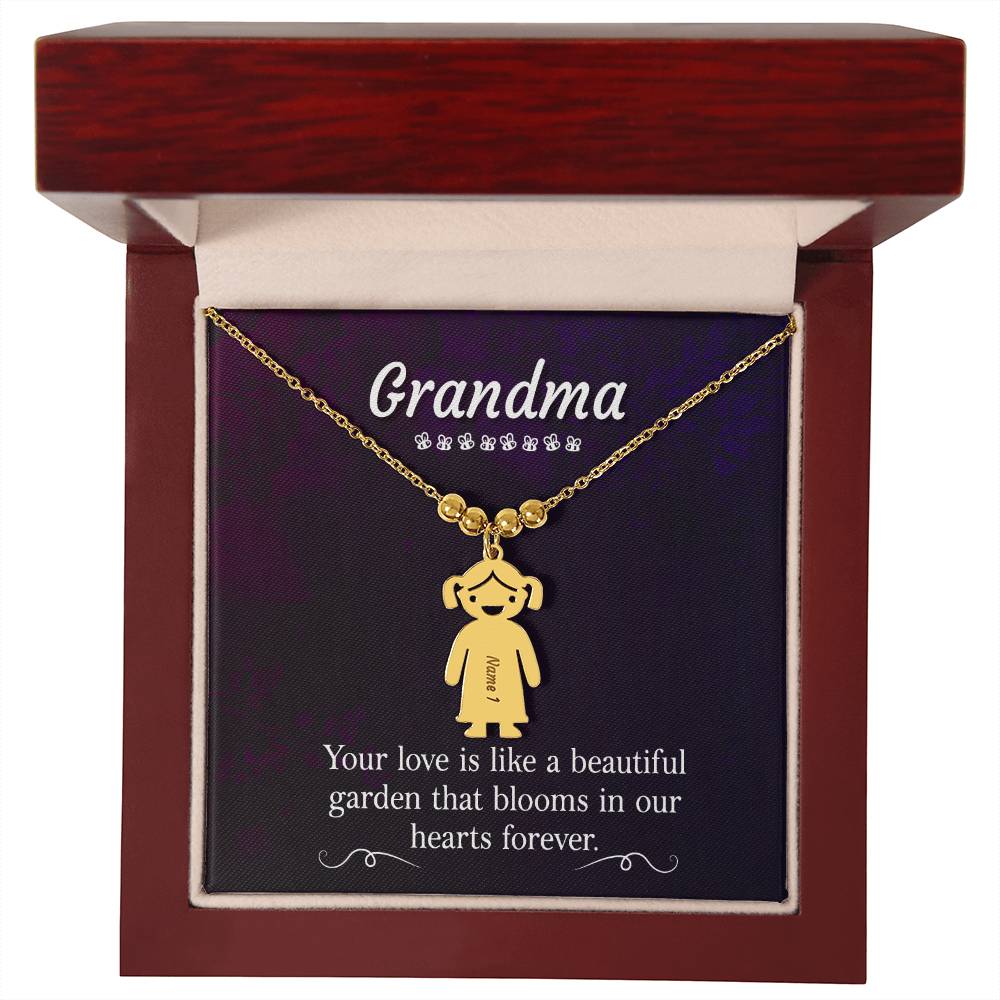 Grandma | Your Love is like a beautiful garden that blooms in our hearts forever - Kid Charm Necklace