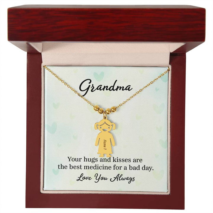 Grandma | Your hugs and kisses are the best medicine for a bad day - Kid Charm Necklace