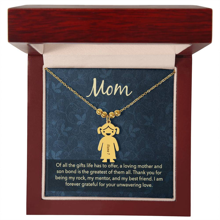 Mom |   Thank you for being my rock, my mentor and my best friend - Kid Charm Necklace