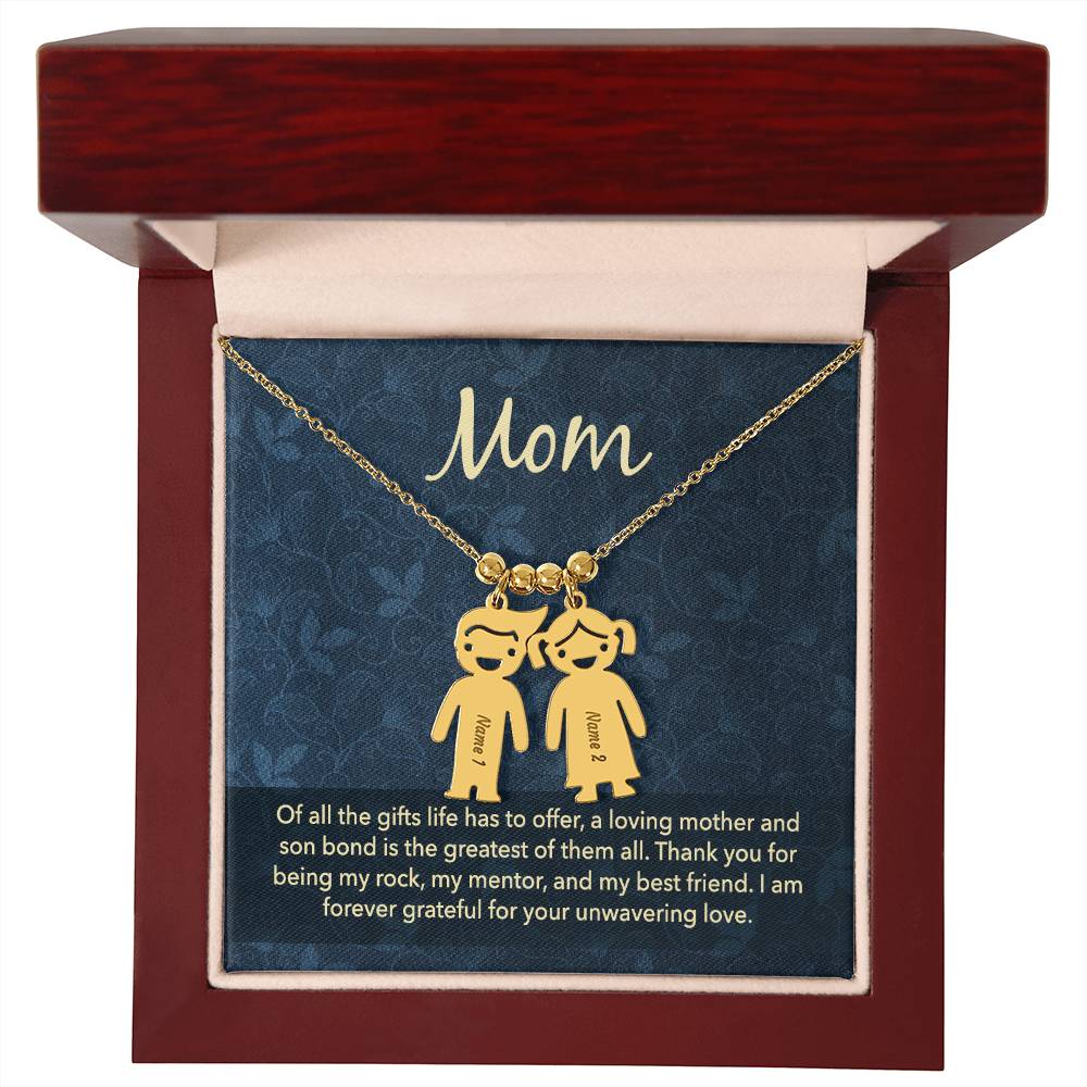 Mom |   Thank you for being my rock, my mentor and my best friend - Kid Charm Necklace