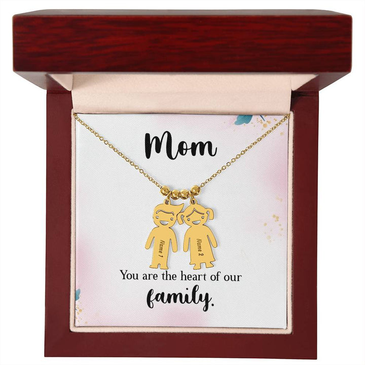 Mom | You are the heart of our family - Kid Charm Necklace