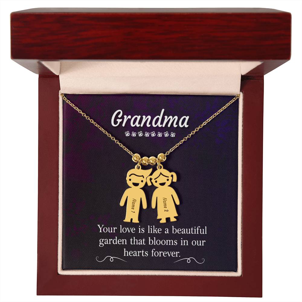 Grandma | Your Love is like a beautiful garden that blooms in our hearts forever - Kid Charm Necklace