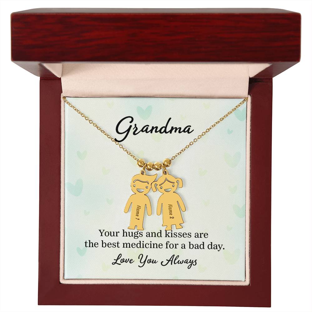 Grandma | Your hugs and kisses are the best medicine for a bad day - Kid Charm Necklace