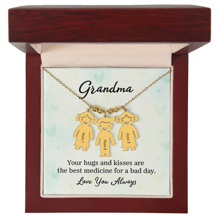 Grandma | Your hugs and kisses are the best medicine for a bad day - Kid Charm Necklace