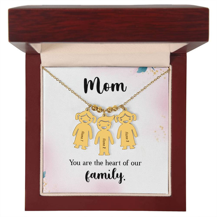 Mom | You are the heart of our family - Kid Charm Necklace