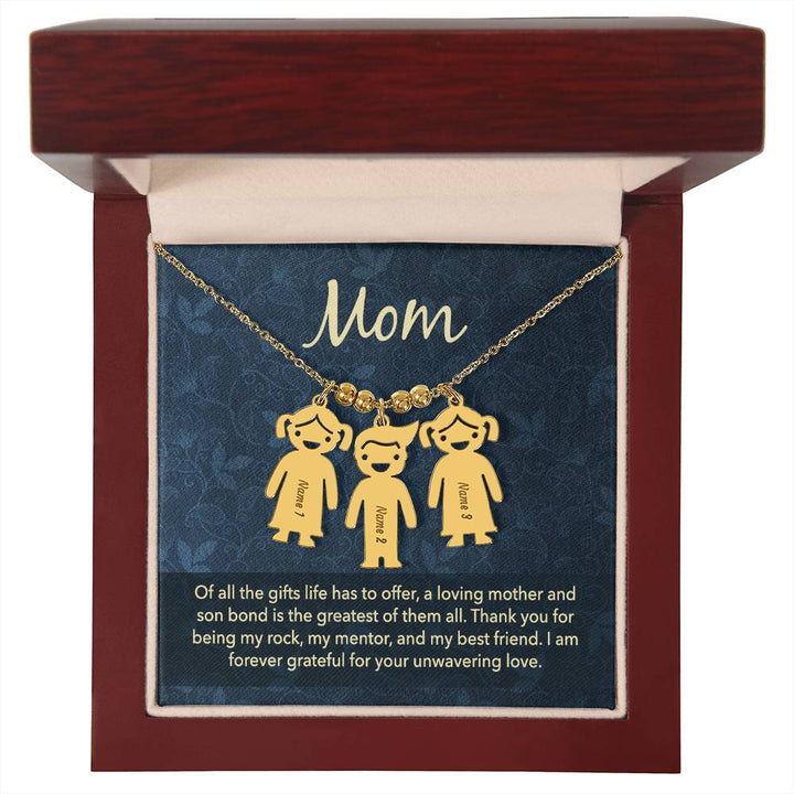 Mom |   Thank you for being my rock, my mentor and my best friend - Kid Charm Necklace