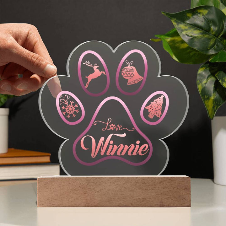 LOVE Winnie - Printed Paw Print Acrylic Plaque