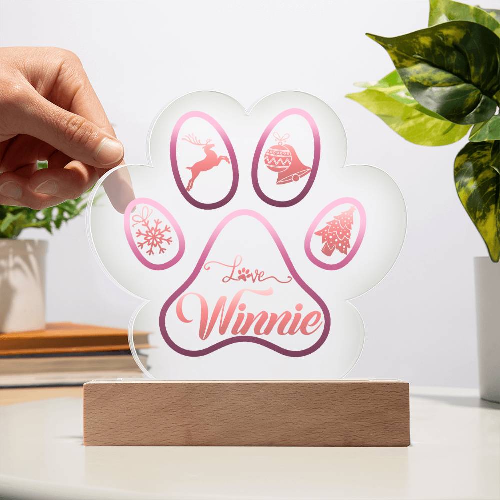 LOVE Winnie - Printed Paw Print Acrylic Plaque