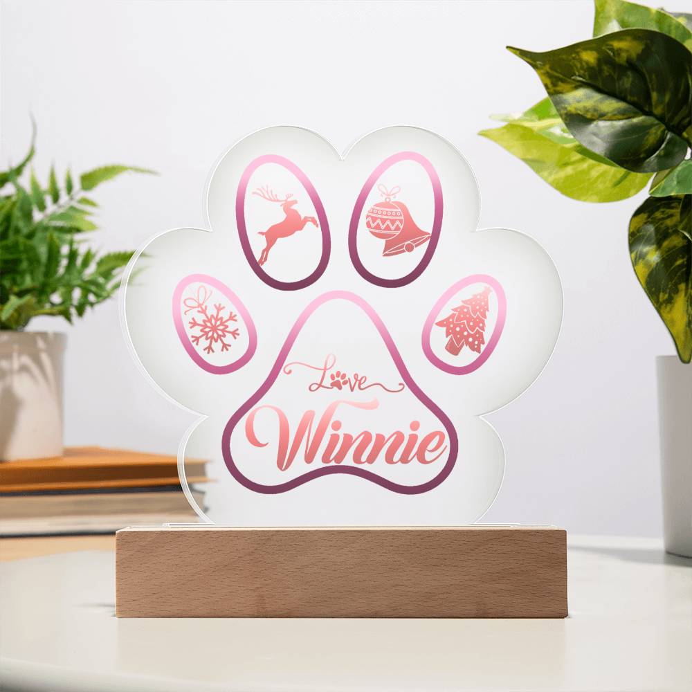 LOVE Winnie - Printed Paw Print Acrylic Plaque