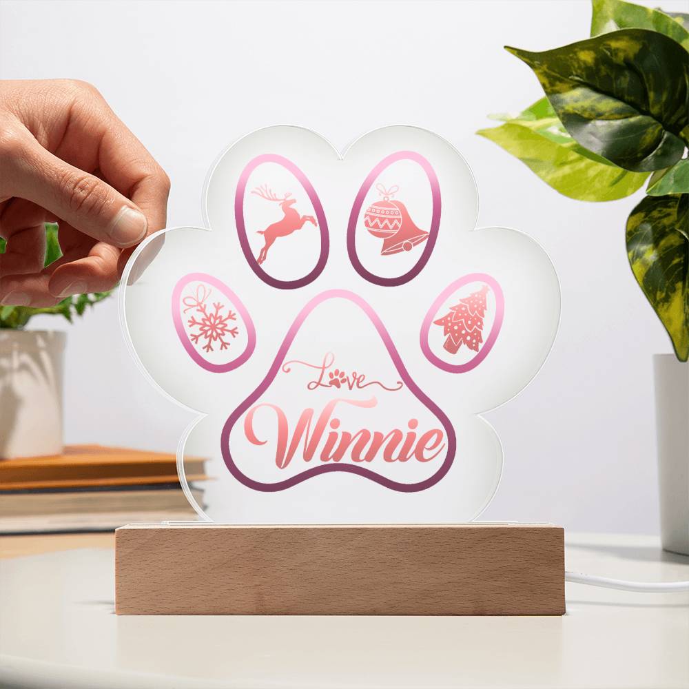 LOVE Winnie - Printed Paw Print Acrylic Plaque