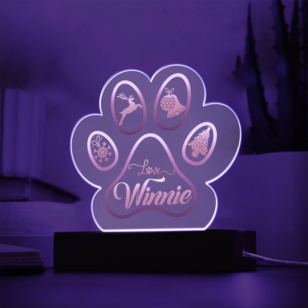 LOVE Winnie - Printed Paw Print Acrylic Plaque