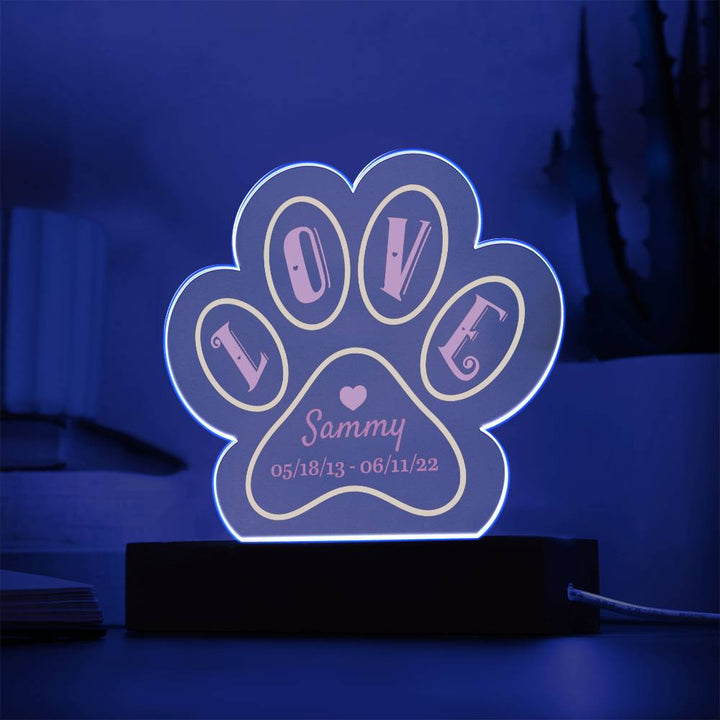 Love memorial for Sammy - Printed Paw Print Acrylic Plaque