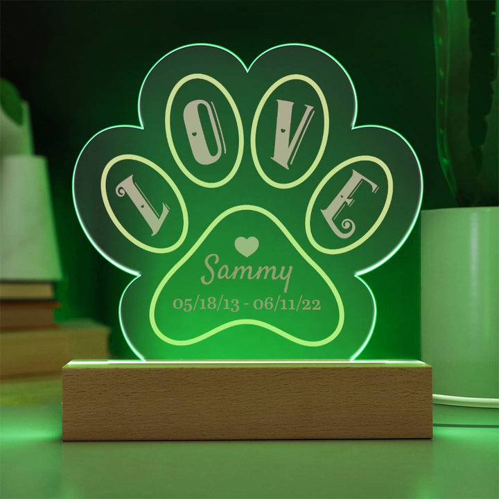 Love memorial for Sammy - Printed Paw Print Acrylic Plaque