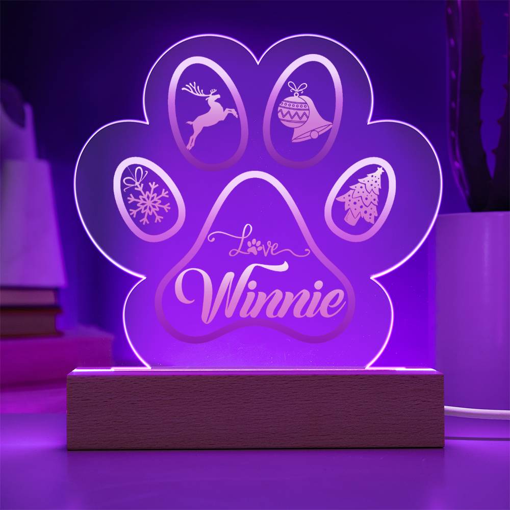 LOVE Winnie - Printed Paw Print Acrylic Plaque