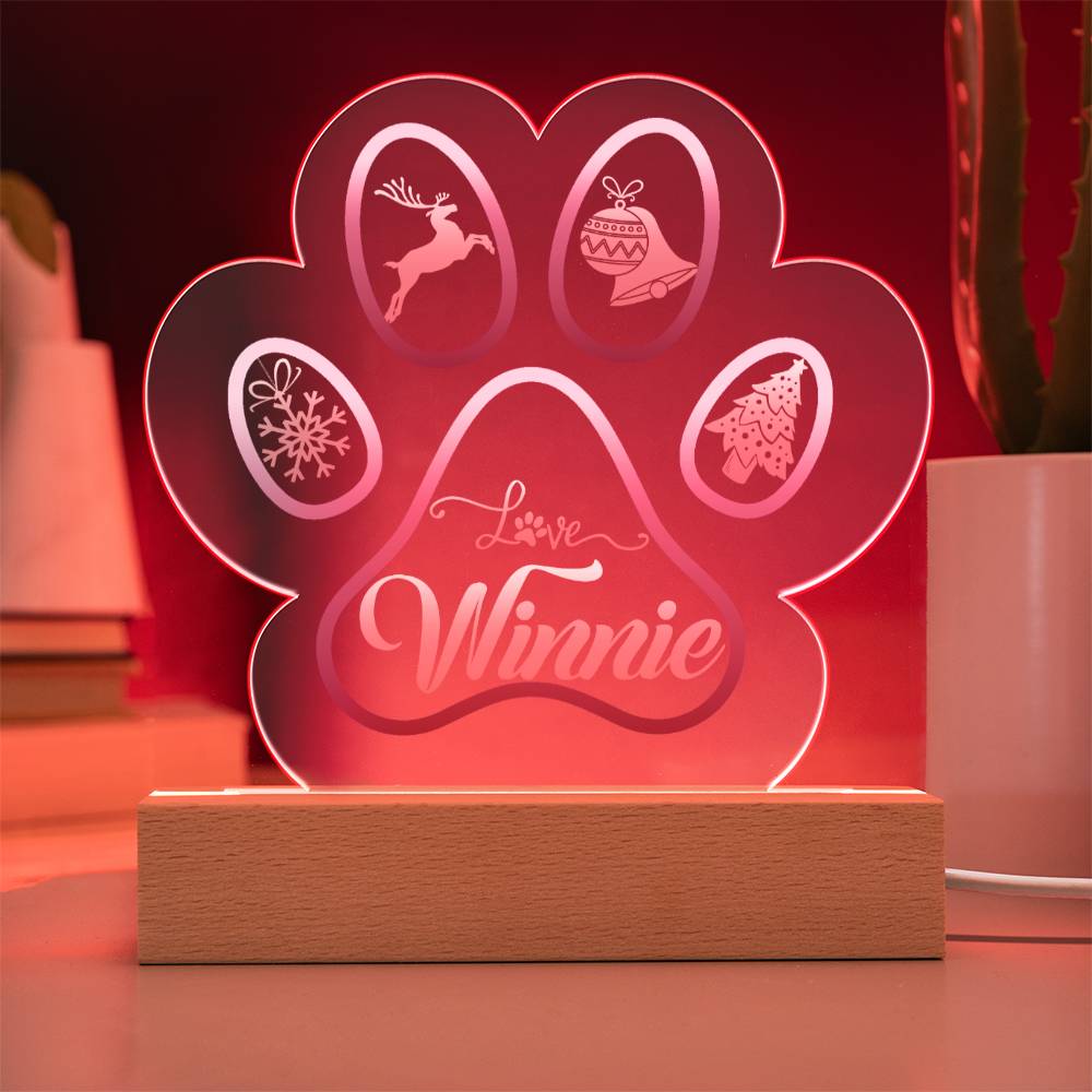 LOVE Winnie - Printed Paw Print Acrylic Plaque