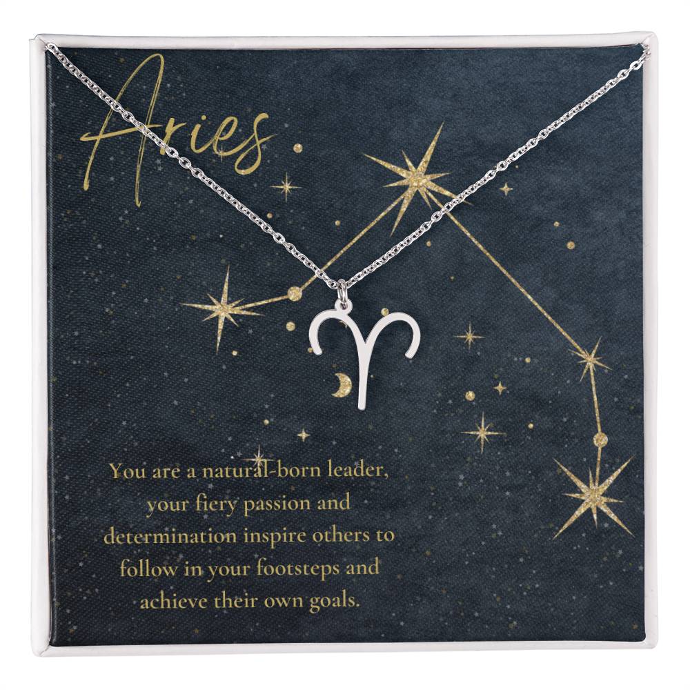 Aries | You are a natural born leader, your fiery passion and determination inspire to others to follow in your footsteps and achieve their own goals - Zodiac Name Necklace