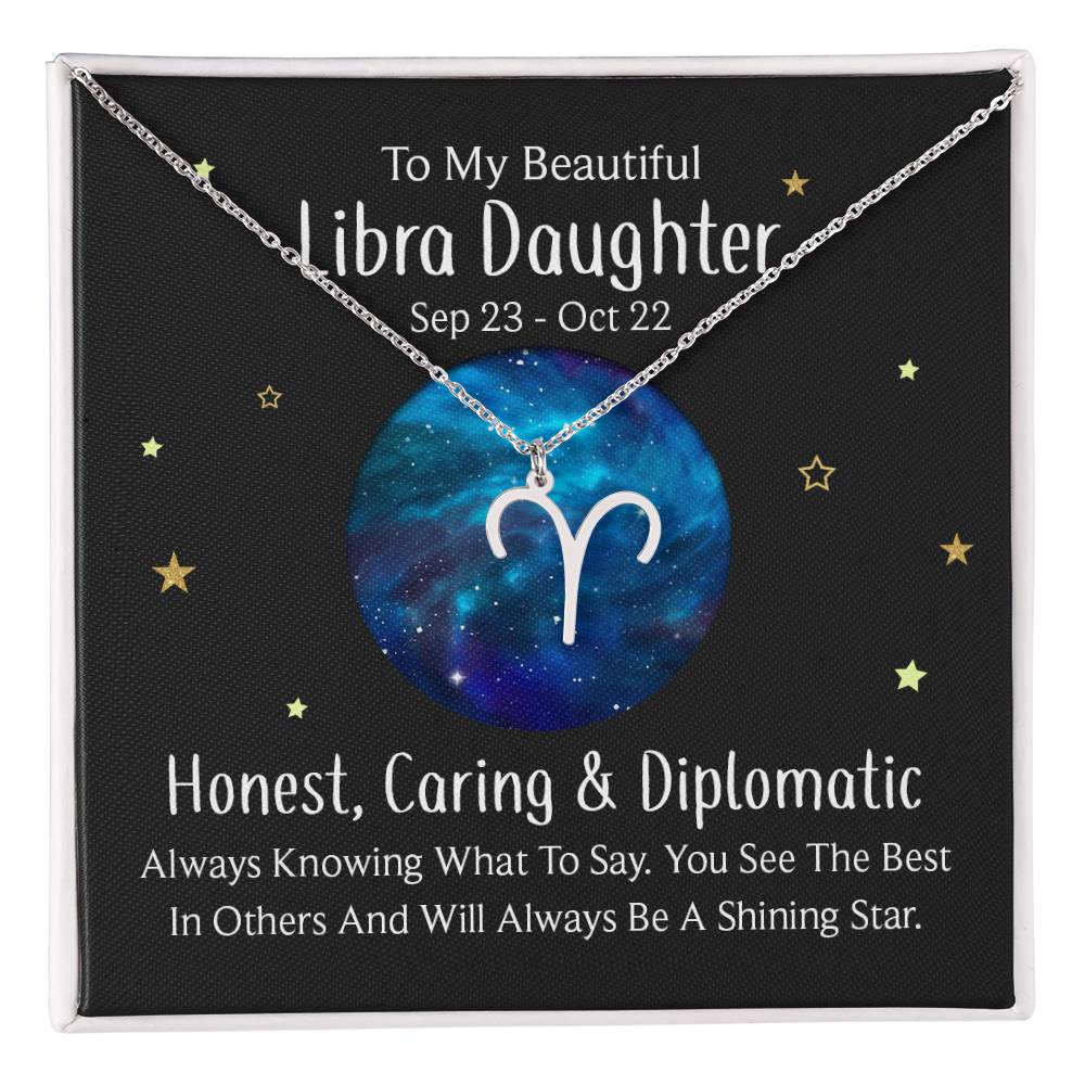 To My Beautiful Libra Daughter | Honest, Caring and Diplomatic - Zodiac Name Necklace