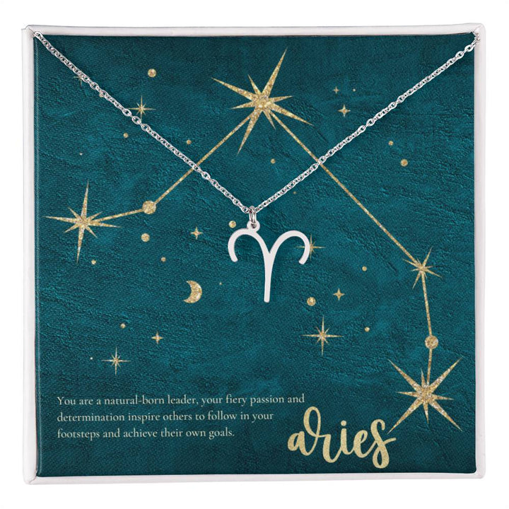 Aries | You are a natural-born leader, your fiery passion and determination inspire others to follow in your footsteps and achieve their own goals. - Zodiac Name Necklace