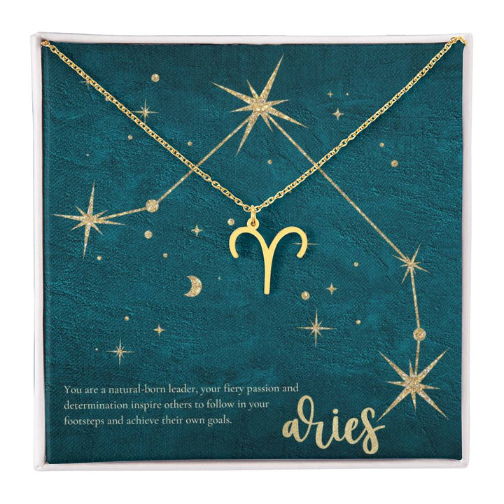 Aries | You are a natural-born leader, your fiery passion and determination inspire others to follow in your footsteps and achieve their own goals. - Zodiac Name Necklace