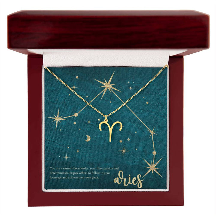 Aries | You are a natural-born leader, your fiery passion and determination inspire others to follow in your footsteps and achieve their own goals. - Zodiac Name Necklace