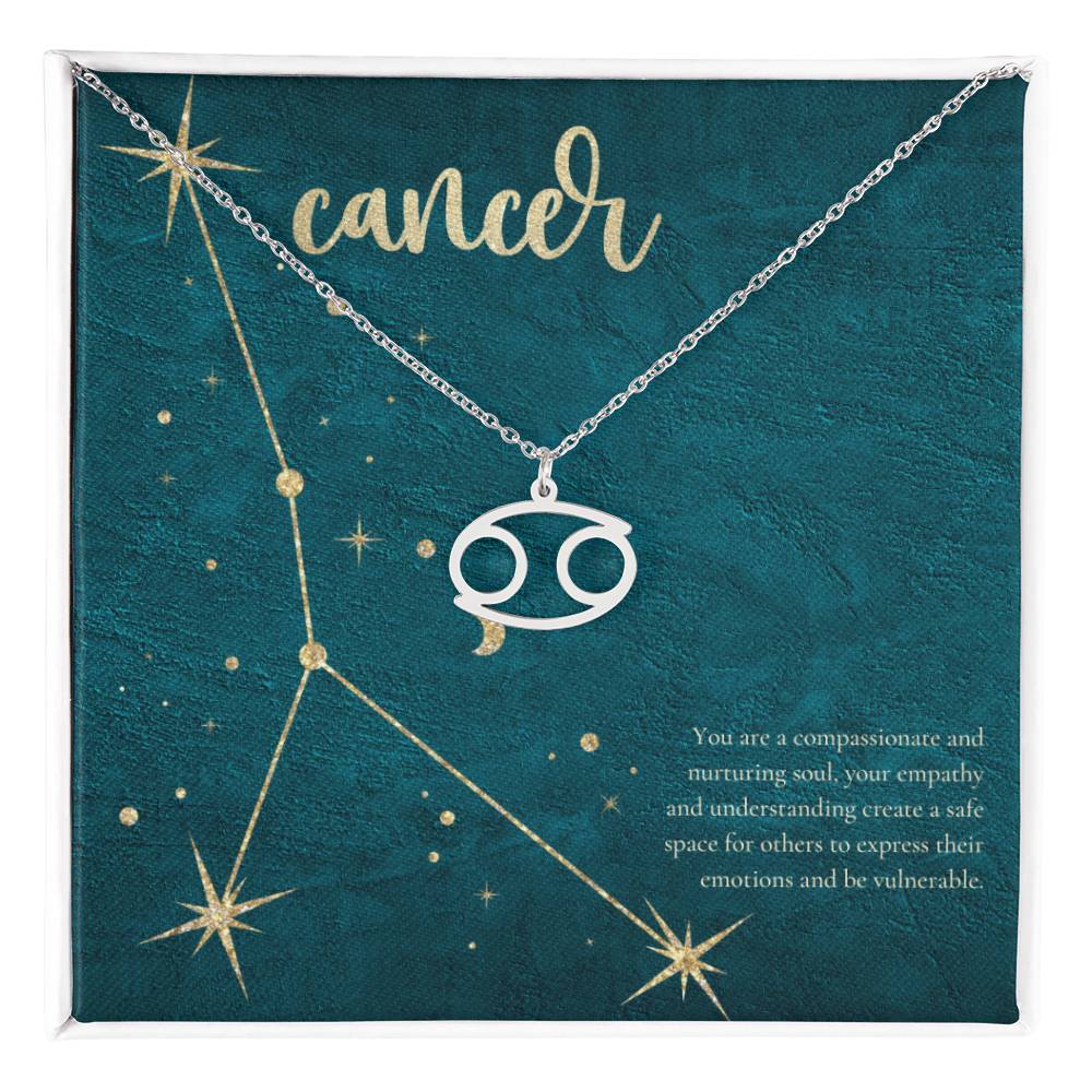 Cancer | You are a compassionate and nuturing soul, your empathy and understanding create a safe space for others to express their emotions and be vulnerable. - Zodiac Name Necklace