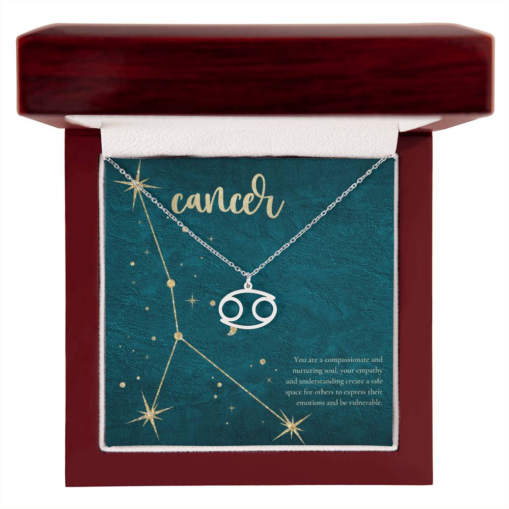 Cancer | You are a compassionate and nuturing soul, your empathy and understanding create a safe space for others to express their emotions and be vulnerable. - Zodiac Name Necklace