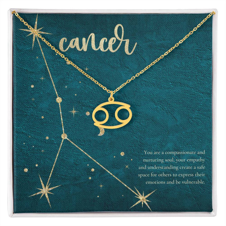 Cancer | You are a compassionate and nuturing soul, your empathy and understanding create a safe space for others to express their emotions and be vulnerable. - Zodiac Name Necklace