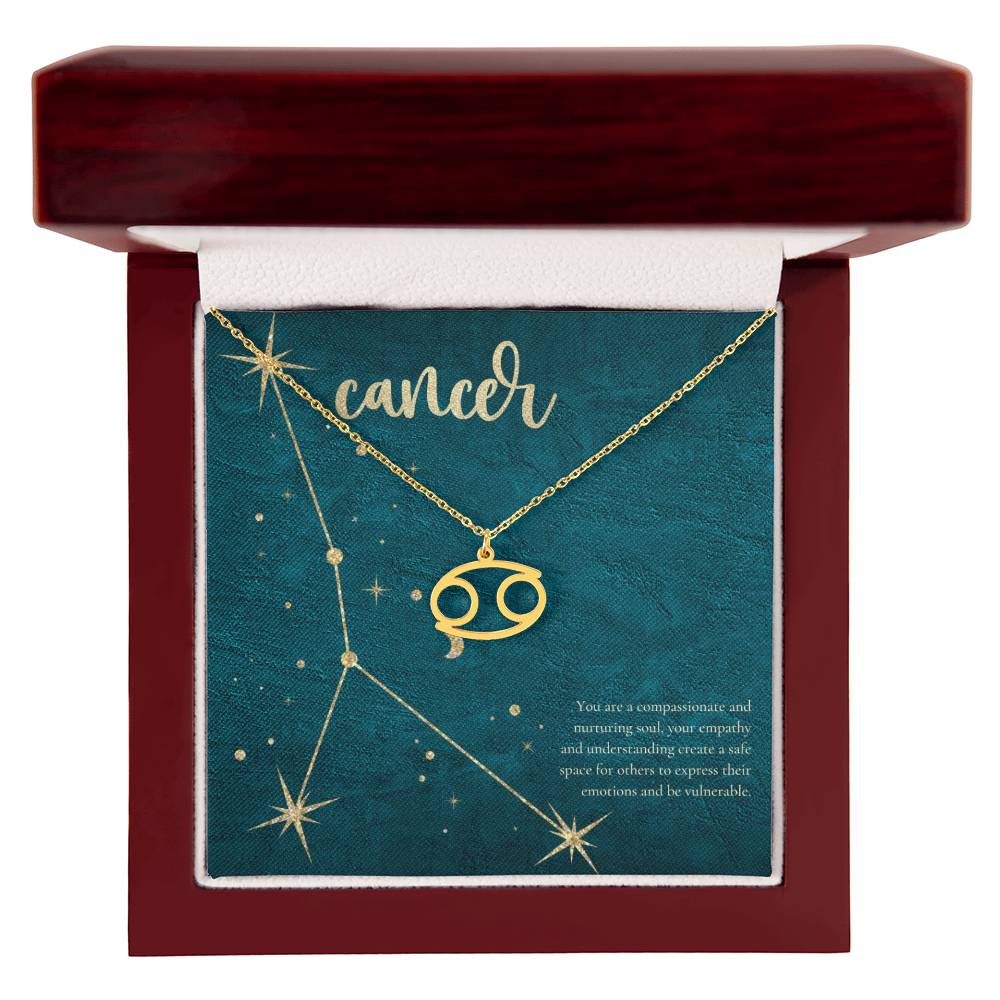 Cancer | You are a compassionate and nuturing soul, your empathy and understanding create a safe space for others to express their emotions and be vulnerable. - Zodiac Name Necklace