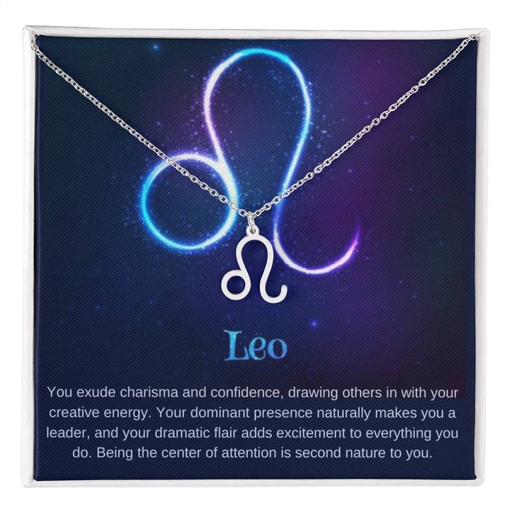 Leo | You exude charisma and confidence, drawing others in with your creative energy - Zodiac Name Necklace