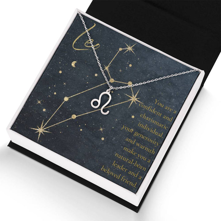 Leo | You are a confident and charismatic individual, your generosity and warmth make you a natural-born leader and a beloved friend. - Zodiac Name Necklace