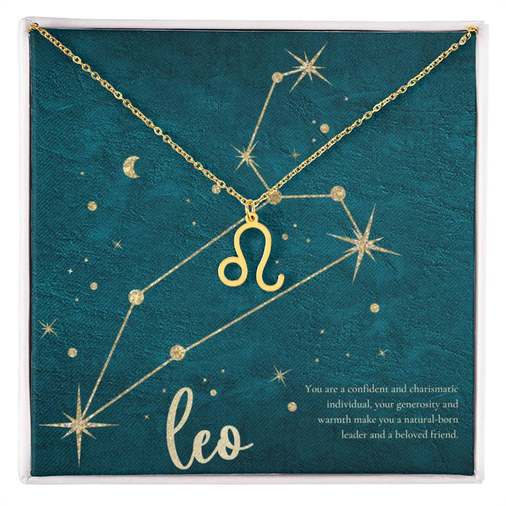 Leo | You are a confident and charismatic individual, your generosity and warmth make you a natural-born leader and a beloved friend. - Zodiac Name Necklace