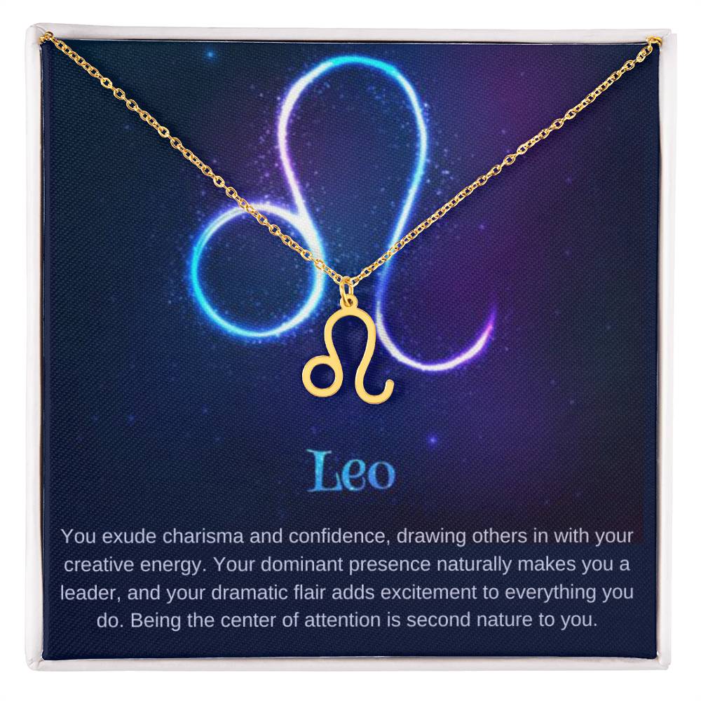 Leo | You exude charisma and confidence, drawing others in with your creative energy - Zodiac Name Necklace