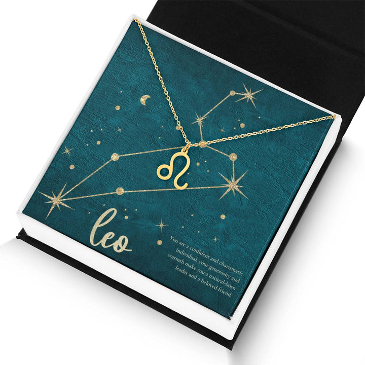 Leo | You are a confident and charismatic individual, your generosity and warmth make you a natural-born leader and a beloved friend. - Zodiac Name Necklace