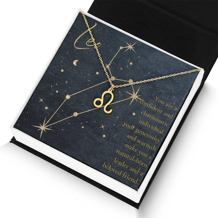 Leo | You are a confident and charismatic individual, your generosity and warmth make you a natural-born leader and a beloved friend. - Zodiac Name Necklace