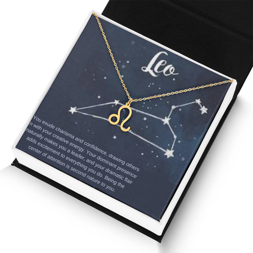 Leo | You exude charisma and confidence, drawing others in with your creative energy - Zodiac Name Necklace