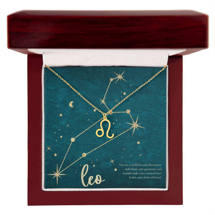 Leo | You are a confident and charismatic individual, your generosity and warmth make you a natural-born leader and a beloved friend. - Zodiac Name Necklace